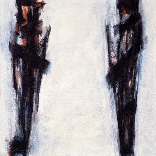 Gespräch | 2001, Öl auf Leinwand, 95 x 95 cm