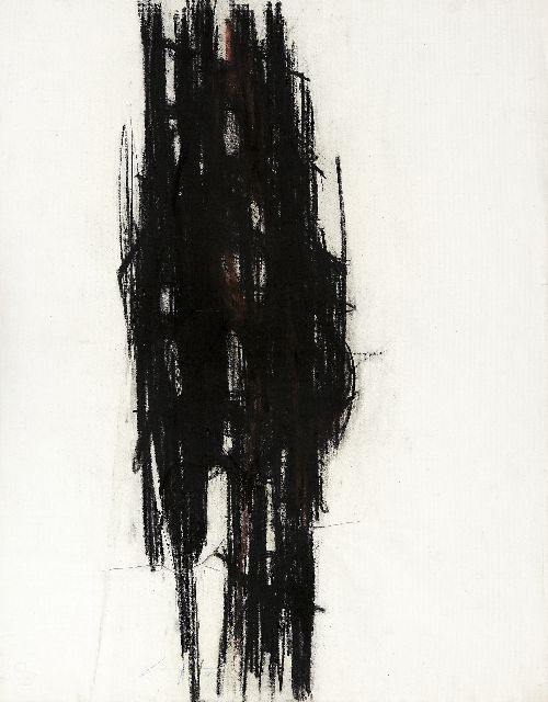 Ohne Titel | 1958, Kohle und Sepia auf Ingres-Papier, 63 x 49 cm