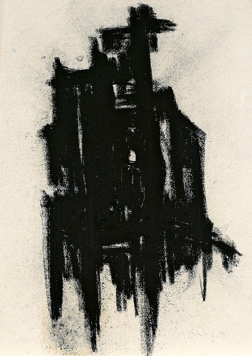 Ohne Titel | 1955, Kohle auf Ingres-Papier, Schellack, 60 x 44 cm